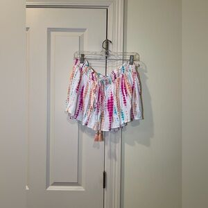 GB Ruffle Tie Dye Hippie Crop Top Size XLarge - built in bandeau with tassels